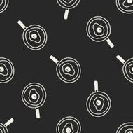 Omelette pan doodle drawing seamless pattern background
