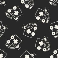 ambulance doodle drawing seamless pattern background N2
