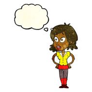 cartoon woman with hands on hips thought bubble N51