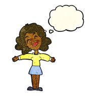 cartoon woman with open arms thought bubble N26