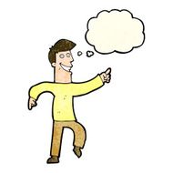 cartoon grinning man with thought bubble N20