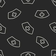 nurse hat doodle drawing seamless pattern background N4