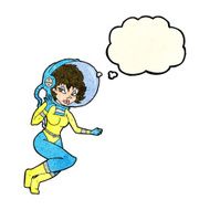 cartoon space woman with thought bubble N7