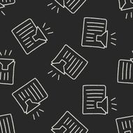 paper and loudspeakers doodle drawing seamless pattern background