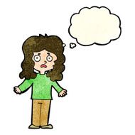 cartoon worried woman with thought bubble N18