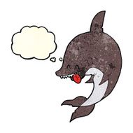 funny cartoon shark with thought bubble N8