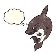 funny cartoon shark with thought bubble N9