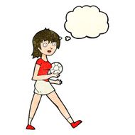 cartoon soccer girl with thought bubble N3