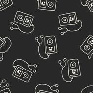 music player doodle drawing seamless pattern background N4