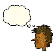 cartoon male face with thought bubble N5