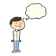 cartoon smiling man with thought bubble N8