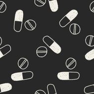 pills doodle drawing seamless pattern background N3