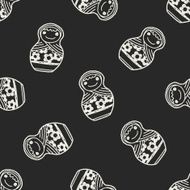 Doodle Russian Dolls seamless pattern background N2