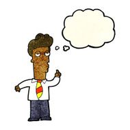 cartoon bored man asking question with thought bubble N3