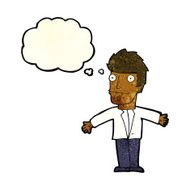 cartoon confused man with thought bubble N11