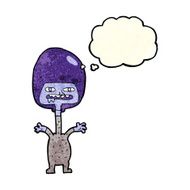 cartoon space alien with thought bubble N5