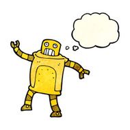 cartoon robot with thought bubble N33