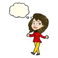 stress free woman cartoon with thought bubble N3