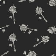 Doodle Badminton seamless pattern background
