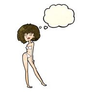 cartoon woman in bikini with thought bubble N13