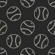 Doodle Baseball seamless pattern background N3