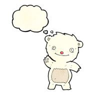 cartoon waving polar bear cub with thought bubble N11