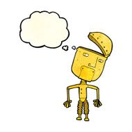 cartoon funny robot with thought bubble N15