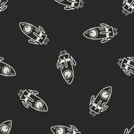 Doodle Spaceship seamless pattern background