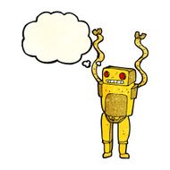 cartoon funny robot with thought bubble N16