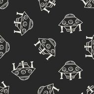 Doodle Ufo seamless pattern background