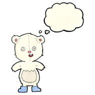 cartoon happy teddy bear in boots with thought bubble N2