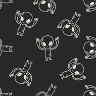 Doodle Alien seamless pattern background