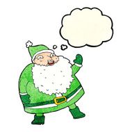 funny waving santa claus cartoon with thought bubble N5