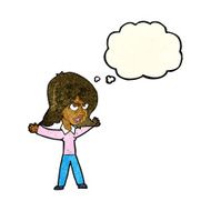 cartoon woman gesturing with thought bubble N8