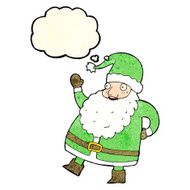 funny waving santa claus cartoon with thought bubble N6