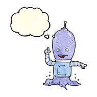 cartoon alien spaceman with thought bubble N5