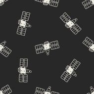Doodle Satellites seamless pattern background N10