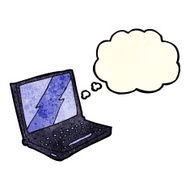 cartoon laptop computer with thought bubble N3