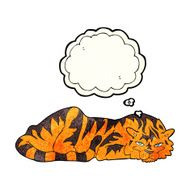 cartoon resting tiger with thought bubble N2