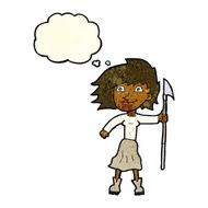 cartoon woman with spear thought bubble N3