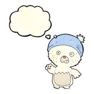 cartoon cute teddy bear in hat with thought bubble N3