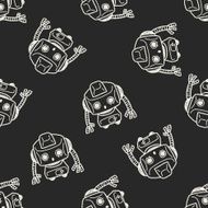 Doodle Robot seamless pattern background N26