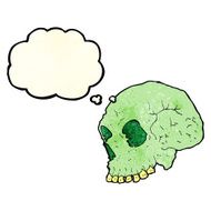 cartoon spooky skull with thought bubble N33