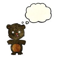 cute black bear cartoon with thought bubble N3