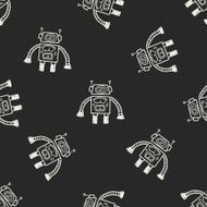 Doodle Robot seamless pattern background N29