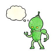 cartoon alien robot with thought bubble N4