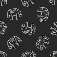Doodle Robot seamless pattern background N31