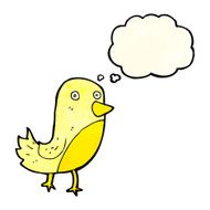 cartoon yellow bird with thought bubble