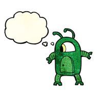 cartoon alien robot with thought bubble N5