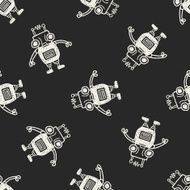Doodle Robot seamless pattern background N34
